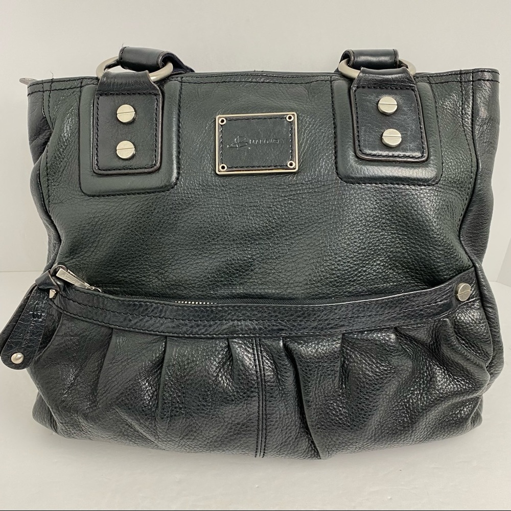 Black Leather Shoulder Tote Bag